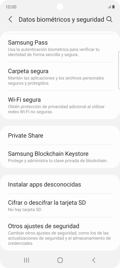 Pulsa Otros ajustes de seguridad.