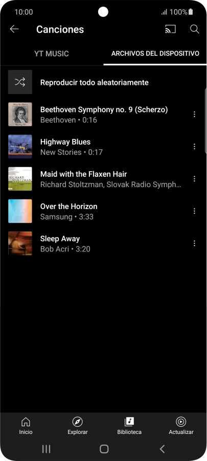 Pulsa el archivo de música deseado.