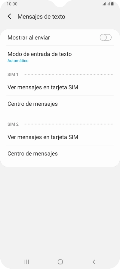 Pulsa Centro de mensajes bajo la tarjeta SIM deseada.
