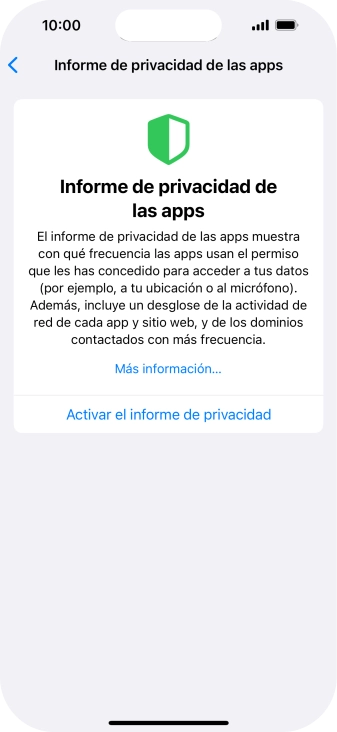 Pulsa Activar el informe de privacidad para activar la función.