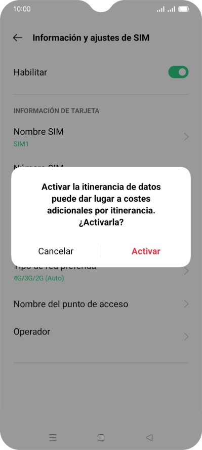 Si activas la función, pulsa Activar.