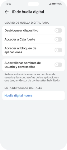Pulsa Huella digital nueva.