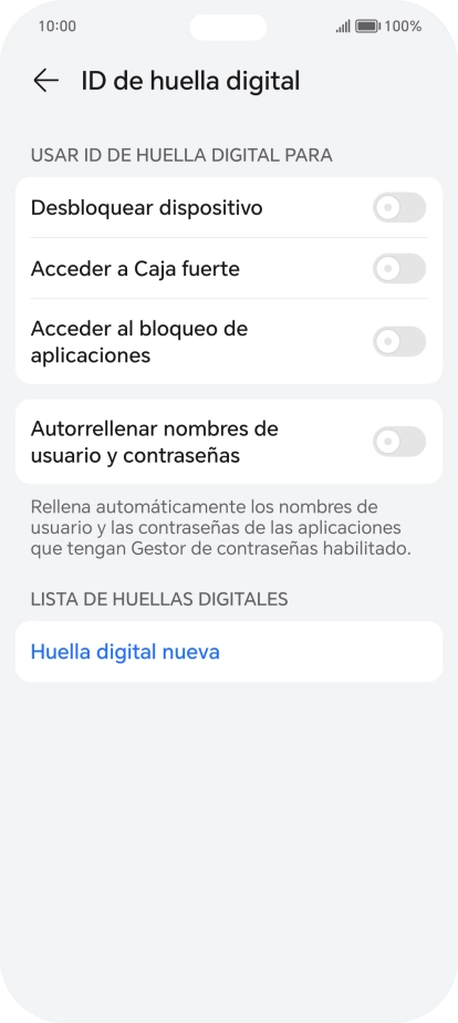 Pulsa Huella digital nueva.