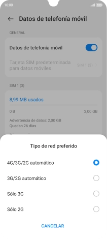 Pulsa el tipo de red deseado.