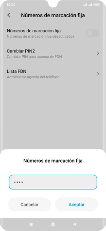Introduce el código PIN2 y pulsa Aceptar.