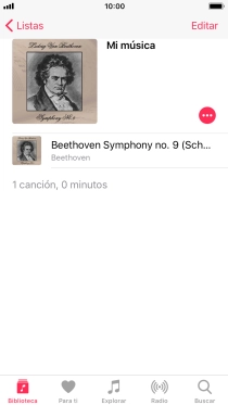 Pulsa con intensidad el archivo de música deseado hasta que aparezca un menú emergente en la pantalla.