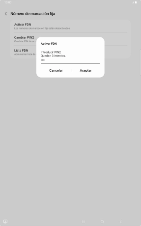 Introduce el código PIN2 y pulsa Aceptar.