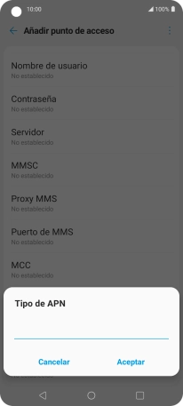Introduce default y pulsa Aceptar.