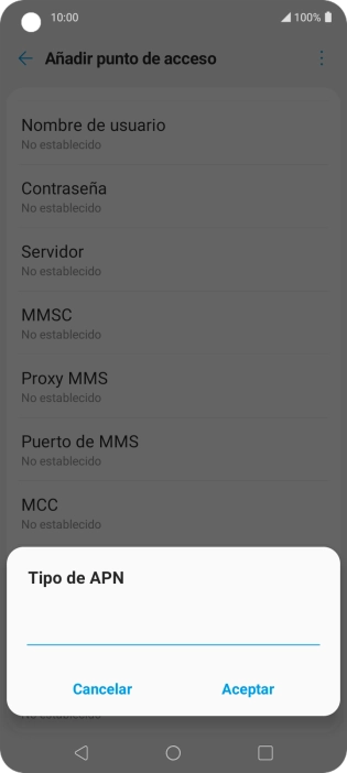 Introduce default y pulsa Aceptar.