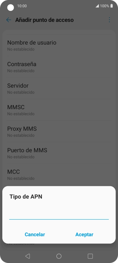 Introduce default y pulsa Aceptar.