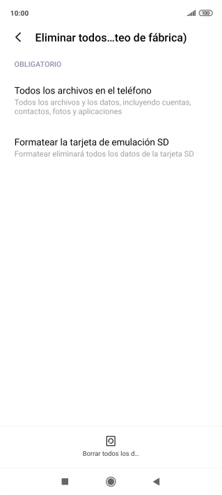 Pulsa Borrar todos los d....