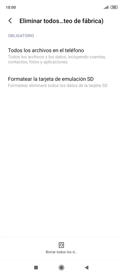 Pulsa Borrar todos los d....