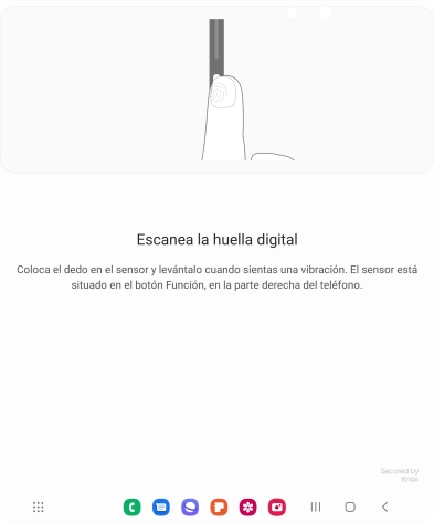 Sigue las indicaciones de la pantalla para crear una huella digital como código de seguridad.