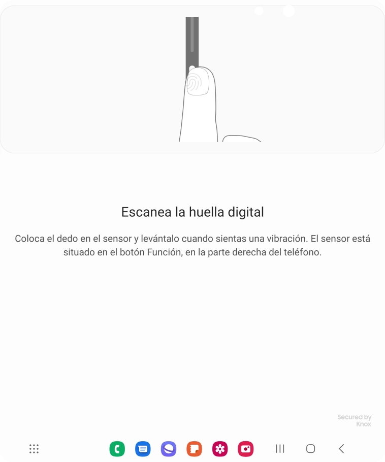 Sigue las indicaciones de la pantalla para crear una huella digital como código de seguridad.