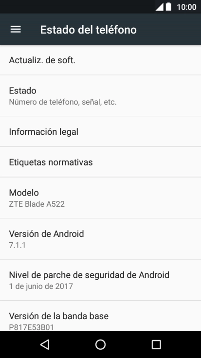 Pulsa Actualiz. de soft.. Si hay una versión de software nueva disponible, aparecerá ahora en la pantalla. Sigue las indicaciones de la pantalla para actualizar el software del teléfono.