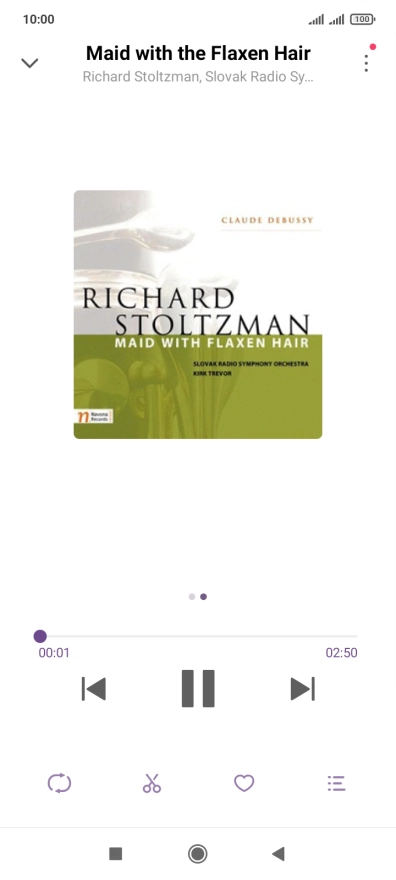 Pulsa la flecha hacia la derecha para ir al archivo de música siguiente.