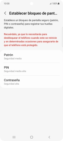 Pulsa el código de seguridad deseado y sigue las indicaciones de la pantalla para crear un código de seguridad del teléfono adicional.