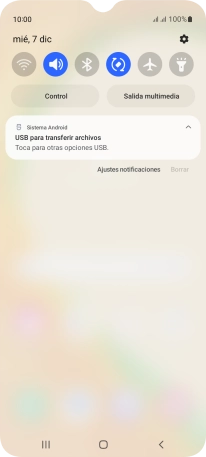 Pulsa Toca para otras opciones USB..