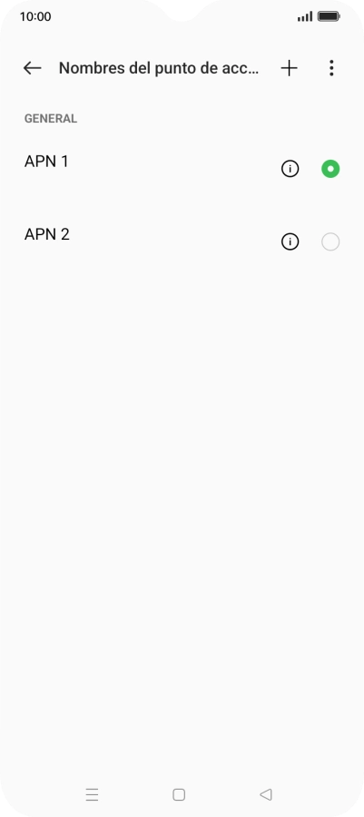 Pulsa en el campo junto a la conexión de datos para activarla.