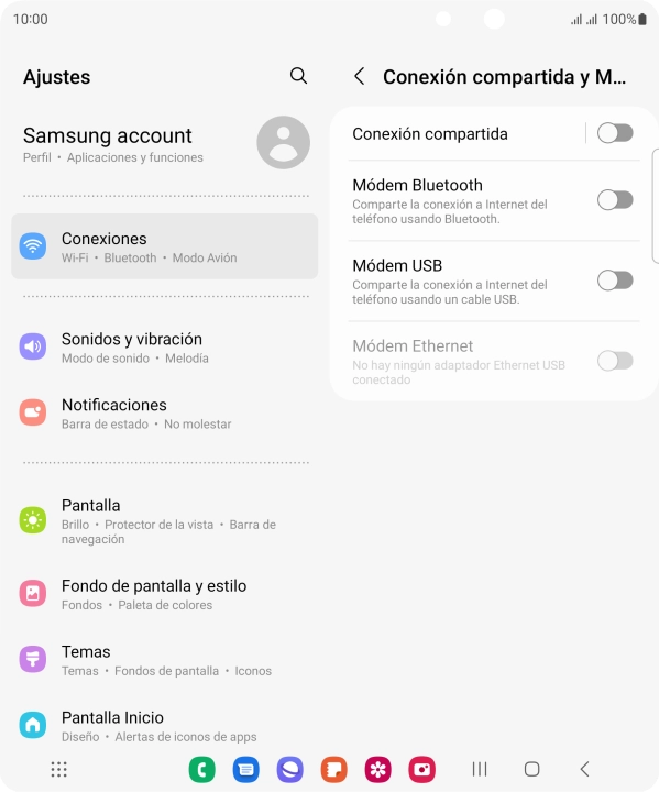 Pulsa Conexión compartida.