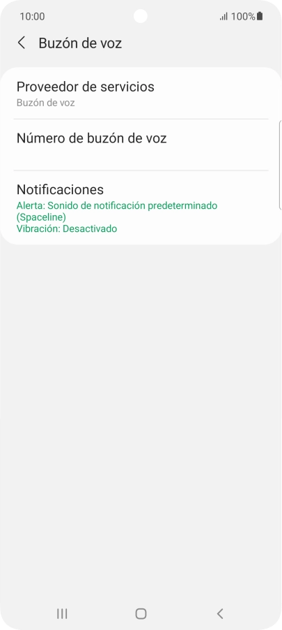 Pulsa Número de buzón de voz.