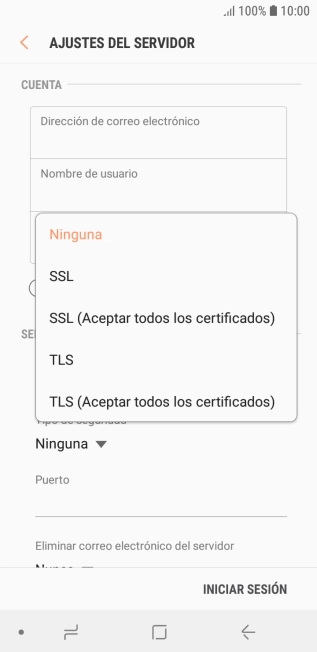 Pulsa Ninguna para desactivar la función.