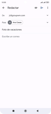 Pulsa en el campo de escritura  y escribe el texto del correo electrónico.