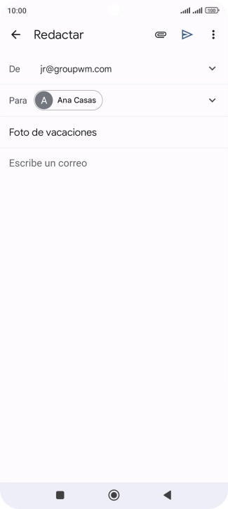 Pulsa en el campo de escritura  y escribe el texto del correo electrónico.