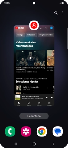 Para cerrar una sola aplicación en ejecución, desliza el dedo hacia arriba sobre la aplicación deseada.