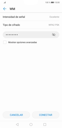 Introduce la contraseña de la red wifi y pulsa CONECTAR.