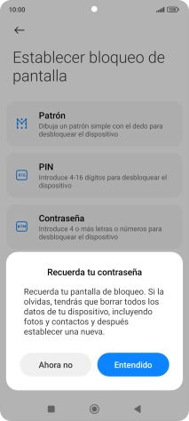 Pulsa Entendido y sigue las indicaciones de la pantalla para crear un código de seguridad del teléfono adicional.