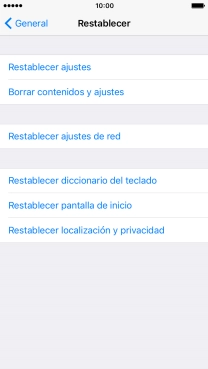 Pulsa Restablecer ajustes.