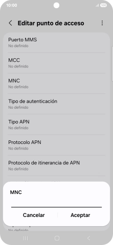 Introduce 01 y pulsa Aceptar.