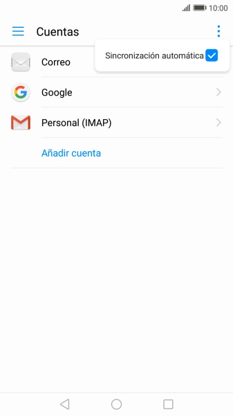 Pulsa Sincronización automática para activar o desactivar la función.