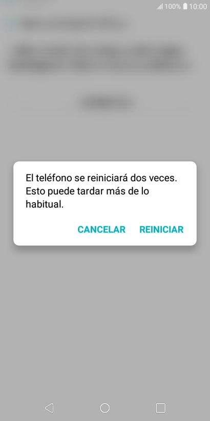 Pulsa REINICIAR. Espera unos instantes mientras el teléfono restablece la configuración predeterminada. Sigue las indicaciones de la pantalla para configurar el teléfono y dejarlo listo para su uso.