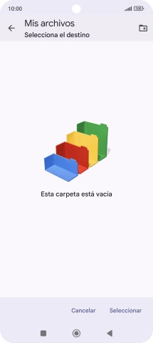 Si deseas crear una nueva carpeta, pulsa el icono de nueva carpeta y sigue las indicaciones de la pantalla para crearla.