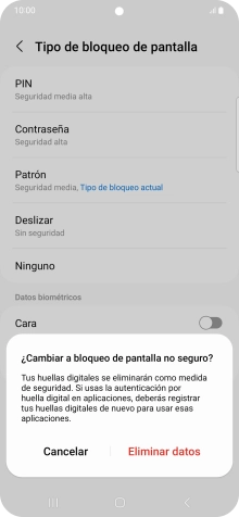 Pulsa Eliminar datos.