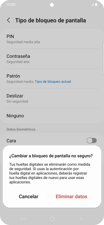 Pulsa Eliminar datos.