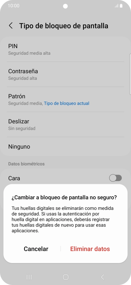 Pulsa Eliminar datos.