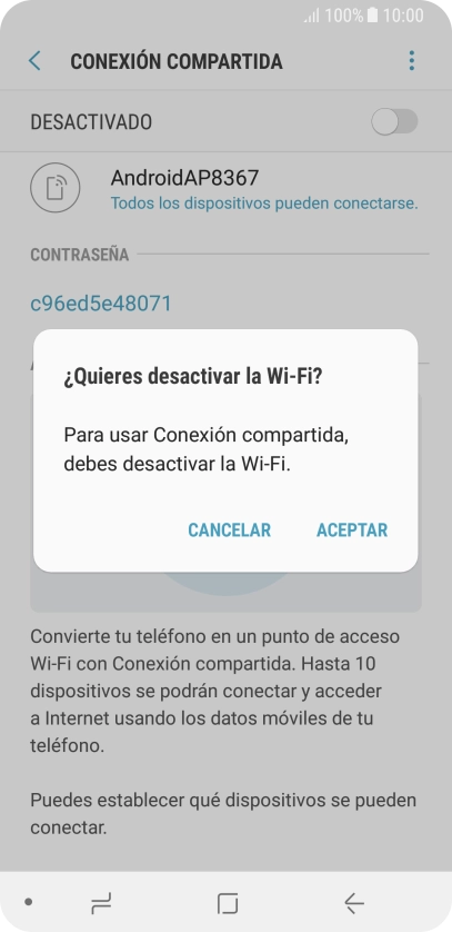 Si la función de wifi está activada, pulsa ACEPTAR.