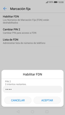 Introduce el código PIN2 y pulsa ACEPTAR.