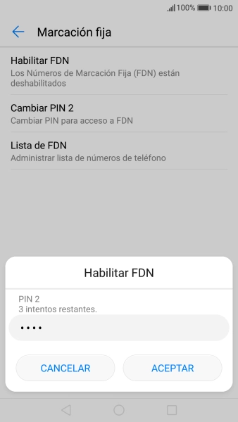 Introduce el código PIN2 y pulsa ACEPTAR.