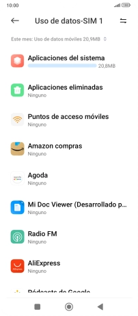 El consumo total de datos del período seleccionado aparece ahora en la pantalla.