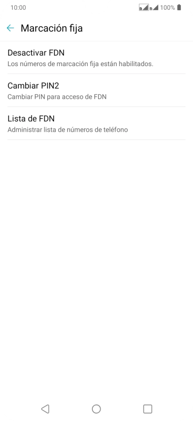 Pulsa Desactivar FDN.