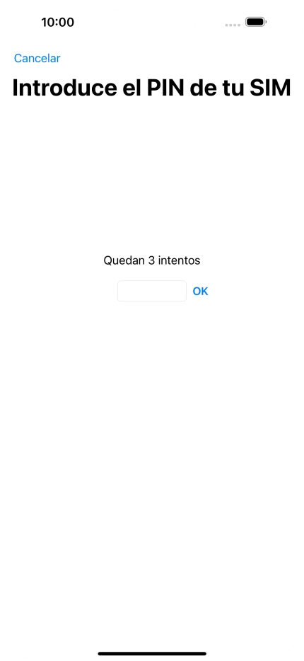 Si es necesario desbloquear la tarjeta SIM, introduce el código PIN y pulsa OK.