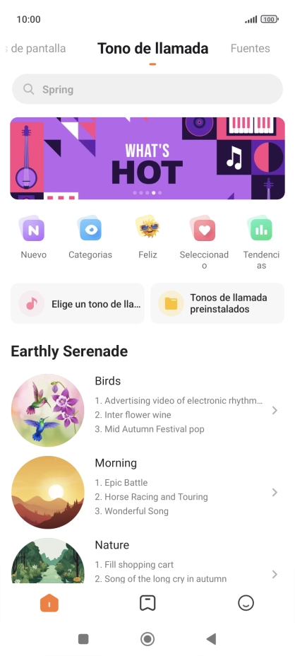 Si deseas seleccionar un timbre de llamada que no sea un timbre de llamada predeterminado, pulsa Elige un tono de lla... y sigue las indicaciones de la pantalla para seleccionar la melodía deseada.