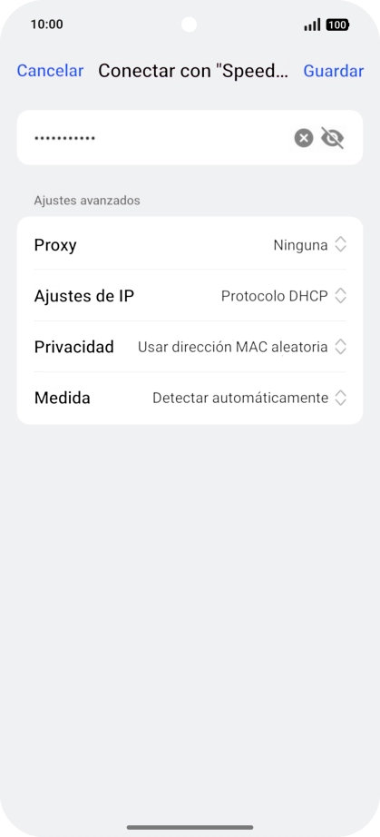 Introduce la contraseña de la red wifi y pulsa Guardar.