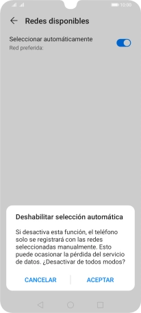 Pulsa ACEPTAR y espera mientras el teléfono está buscando redes.