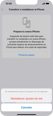 Pulsa Restablecer ajustes de red.