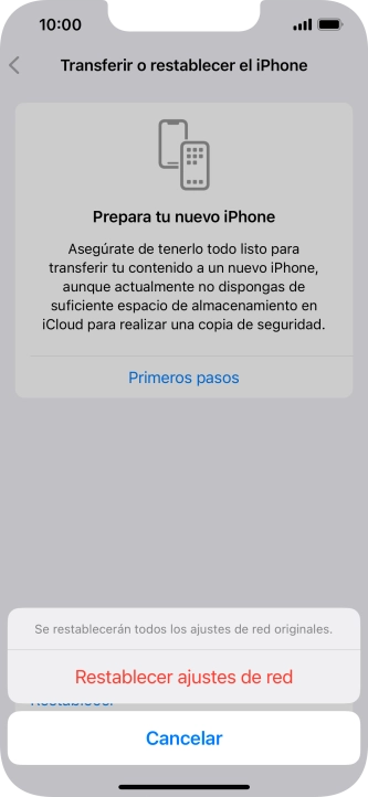 Pulsa Restablecer ajustes de red.